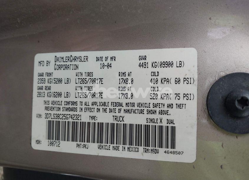 Photo 9 of 2005 Dodge Ram 3500 SLT/LARAMIE (VIN 3D7LS38C25G742321)