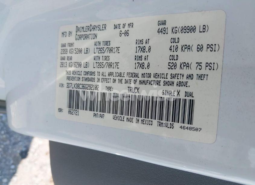 Photo 9 of 2006 Dodge Ram 3500 LARAMIE (VIN 3D7LX38C36G292102)