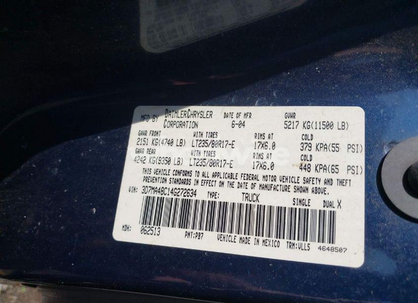 Photo 8 of 2004 Dodge Ram 3500 SLT/LARAMIE (VIN 3D7MA48C14G272634)