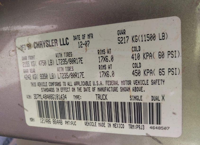 Photo 8 of 2008 Dodge Ram 3500 SLT (VIN 3D7ML48A08G181434)