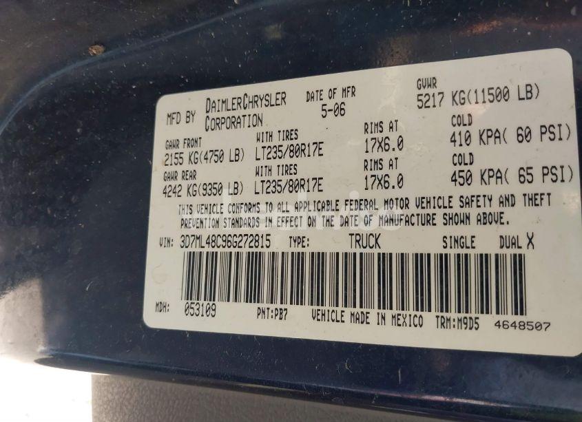 Photo 8 of 2006 Dodge Ram 3500 SLT/SPORT (VIN 3D7ML48C96G272815)