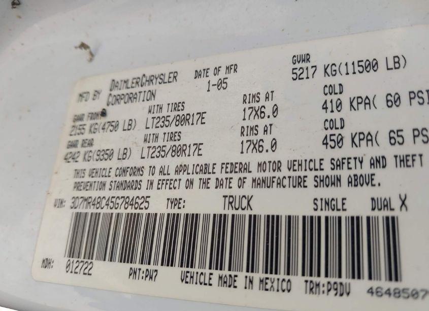 Photo 8 of 2005 Dodge Ram 3500 ST (VIN 3D7MR48C45G784625)