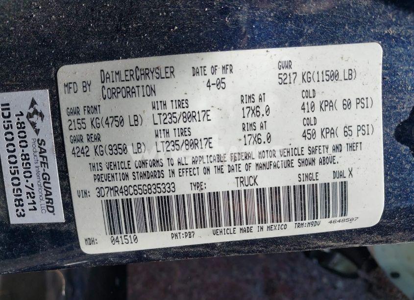 Photo 9 of 2005 Dodge Ram 3500 SLT/LARAMIE (VIN 3D7MR48C65G835333)