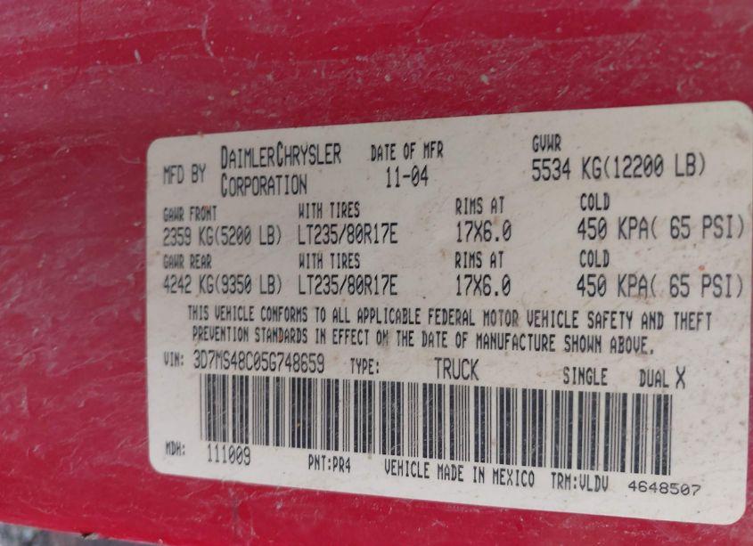 Photo 8 of 2005 Dodge Ram 3500 SLT/LARAMIE (VIN 3D7MS48C05G748659)