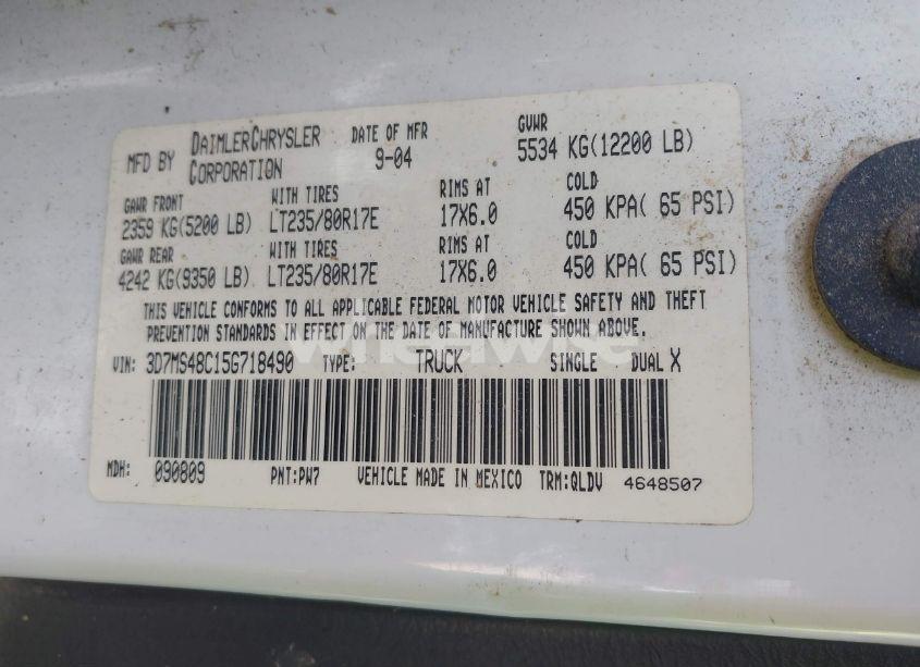 Photo 8 of 2005 Dodge Ram 3500 SLT/LARAMIE (VIN 3D7MS48C15G718490)