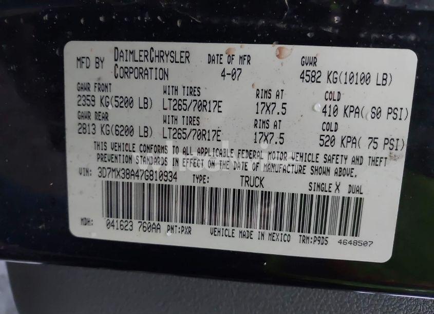 Photo 8 of 2007 Dodge Ram 3500 ST (VIN 3D7MX38A47G810934)