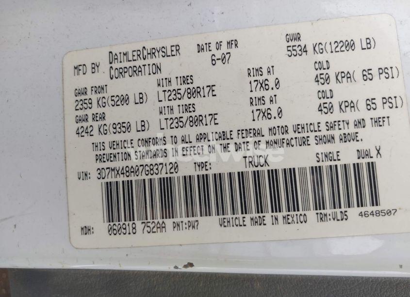 Photo 8 of 2007 Dodge Ram 3500 LARAMIE (VIN 3D7MX48A07G837120)