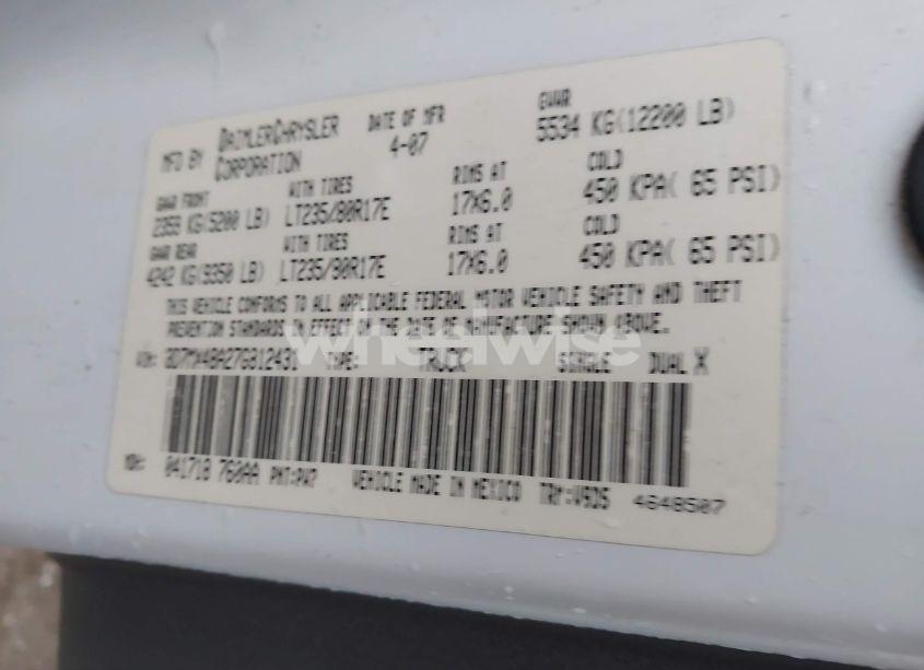 Photo 8 of 2007 Dodge Ram 3500 SLT/SPORT (VIN 3D7MX48A27G812431)