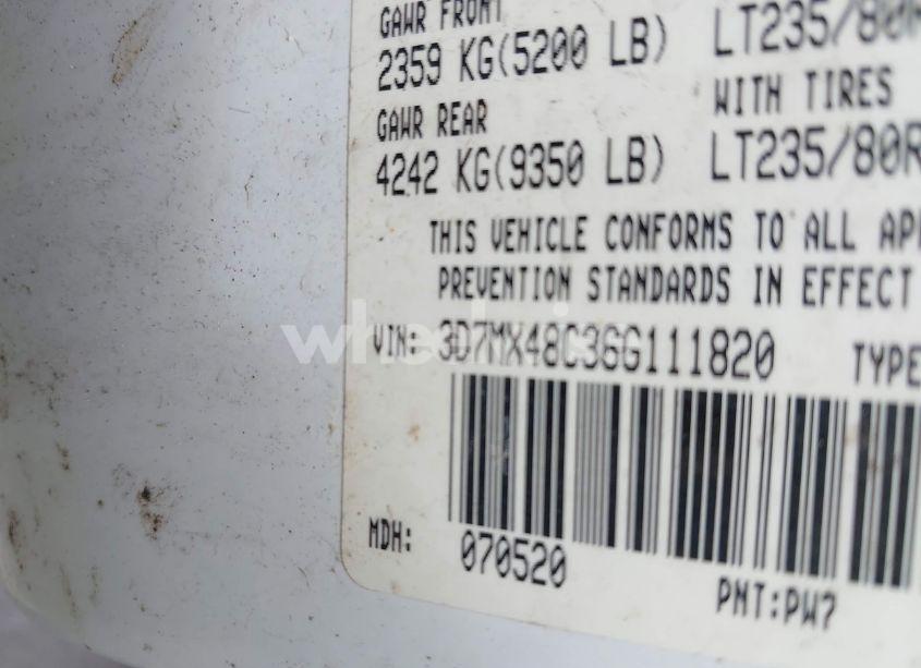 Photo 8 of 2006 Dodge Ram 3500 SLT/SPORT (VIN 3D7MX48C36G111820)