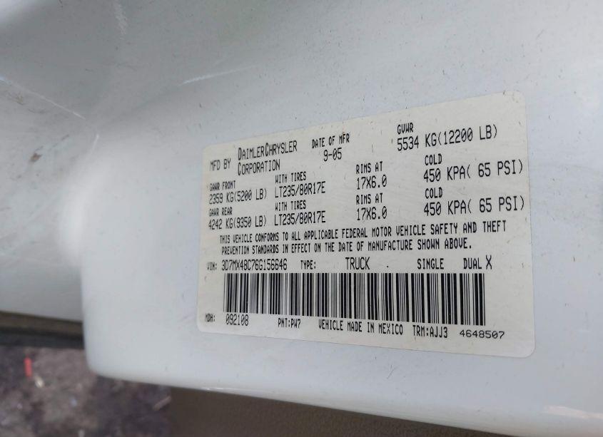 Photo 9 of 2006 Dodge Ram 3500 SLT/SPORT (VIN 3D7MX48C76G156646)