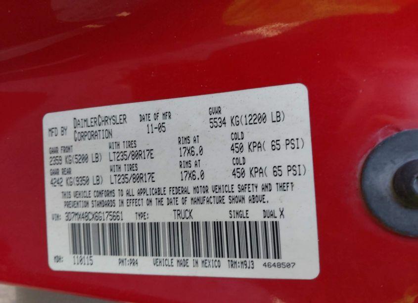 Photo 8 of 2006 Dodge Ram 3500 SLT/SPORT (VIN 3D7MX48CX6G175661)