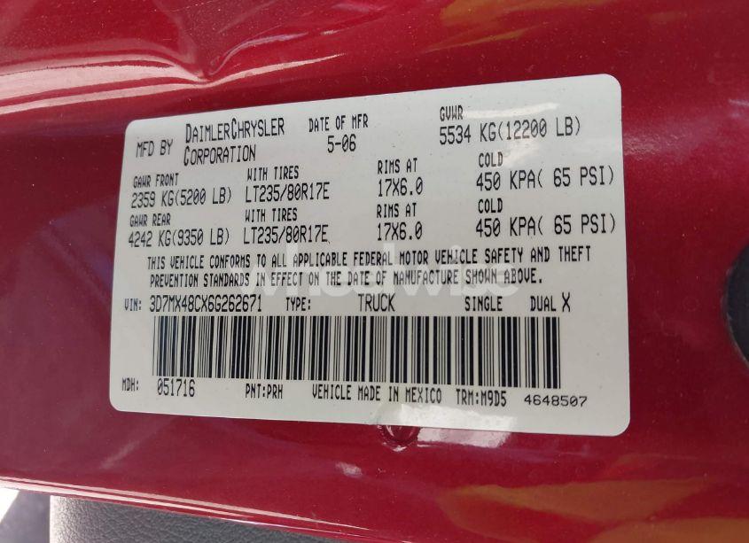 Photo 9 of 2006 Dodge Ram 3500 SLT/SPORT (VIN 3D7MX48CX6G262671)