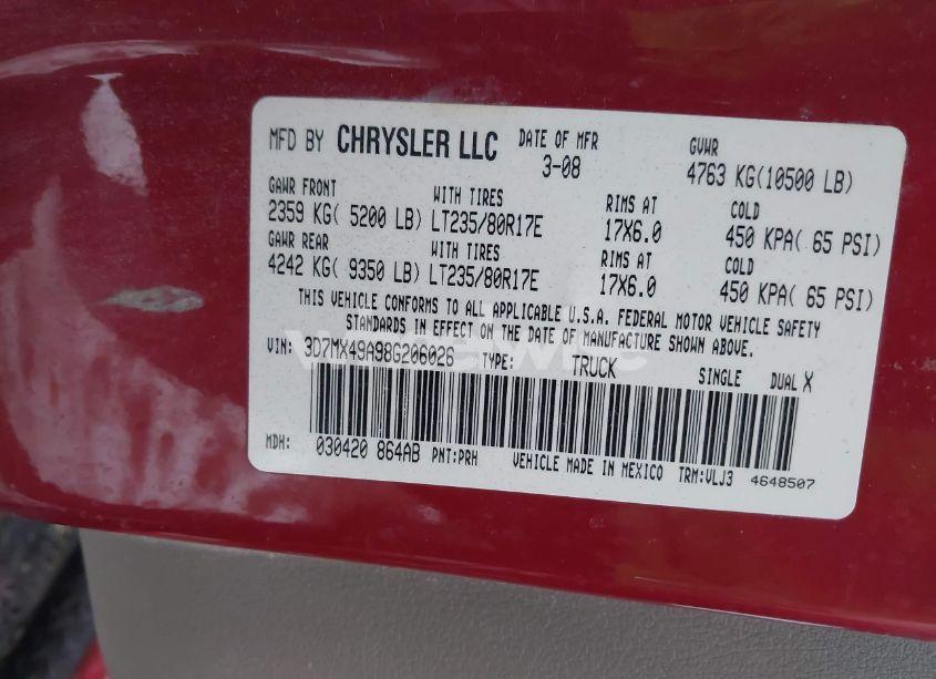 Photo 8 of 2008 Dodge Ram 3500 LARAMIE (VIN 3D7MX49A98G206026)