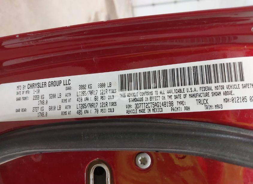 Photo 9 of 2010 Dodge Ram 2500 SLT (VIN 3D7TT2CT5AG148198)