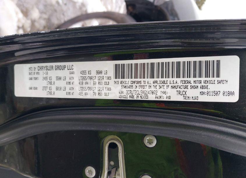 Photo 9 of 2010 Dodge Ram 2500 SLT (VIN 3D7UT2CL5AG147072)