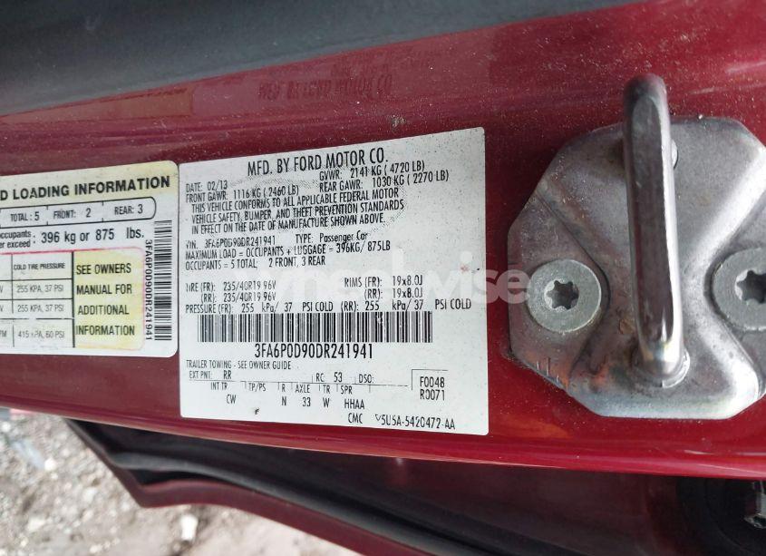 Photo 9 of 2013 Ford Fusion TITANIUM (VIN 3FA6P0D90DR241941)