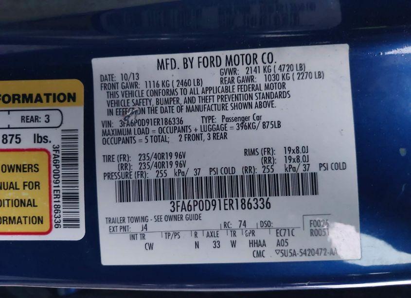Photo 9 of 2014 Ford Fusion TITANIUM (VIN 3FA6P0D91ER186336)
