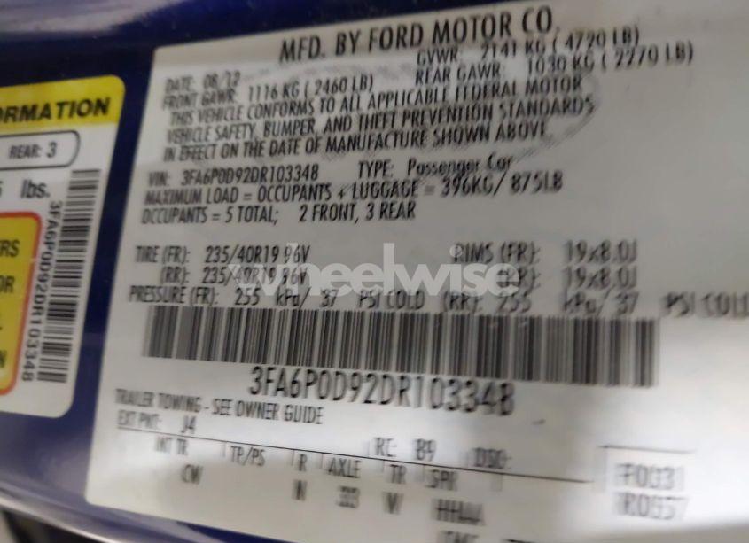 Photo 9 of 2013 Ford Fusion TITANIUM (VIN 3FA6P0D92DR103348)