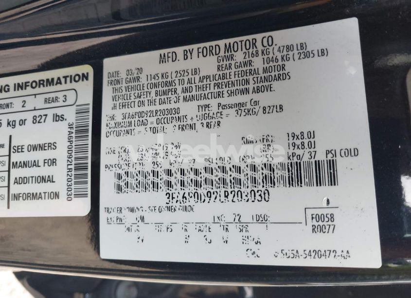 Photo 9 of 2020 Ford Fusion TITANIUM (VIN 3FA6P0D92LR203030)