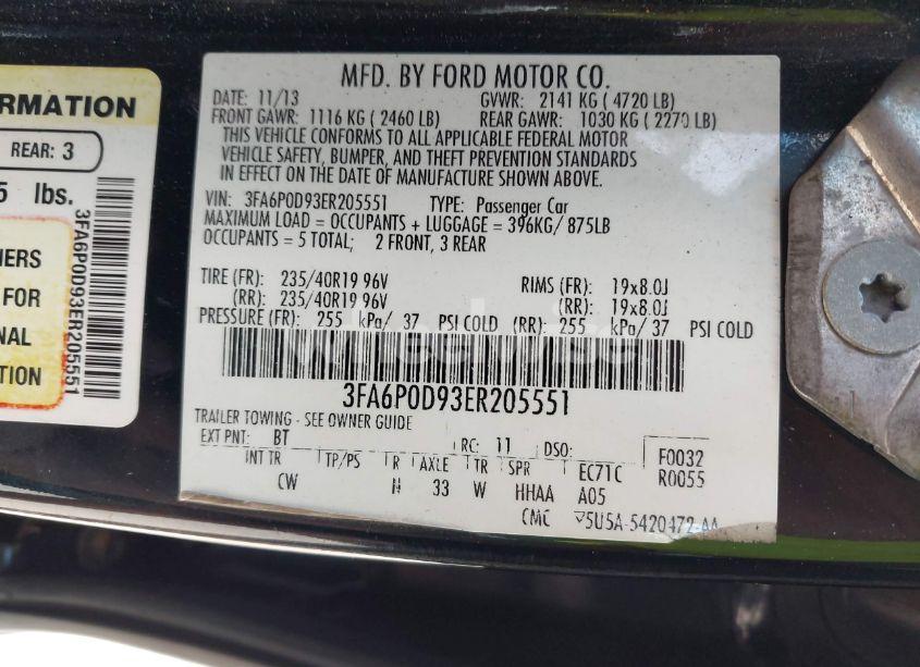 Photo 9 of 2014 Ford Fusion TITANIUM (VIN 3FA6P0D93ER205551)