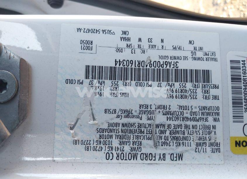 Photo 9 of 2013 Ford Fusion TITANIUM (VIN 3FA6P0D94DR160344)