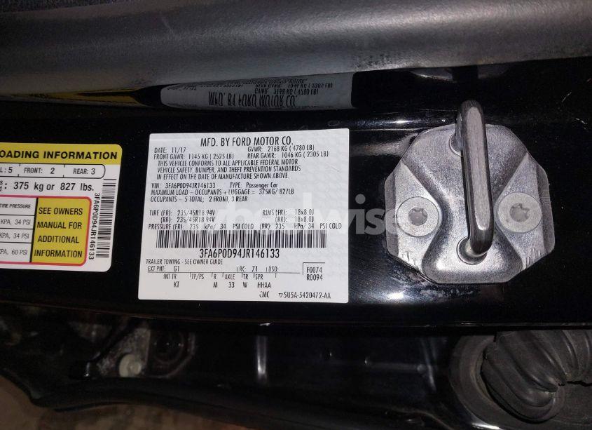 Photo 9 of 2018 Ford Fusion TITANIUM (VIN 3FA6P0D94JR146133)