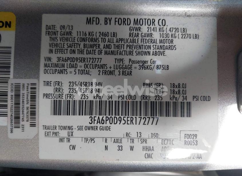 Photo 9 of 2014 Ford Fusion TITANIUM (VIN 3FA6P0D95ER172777)