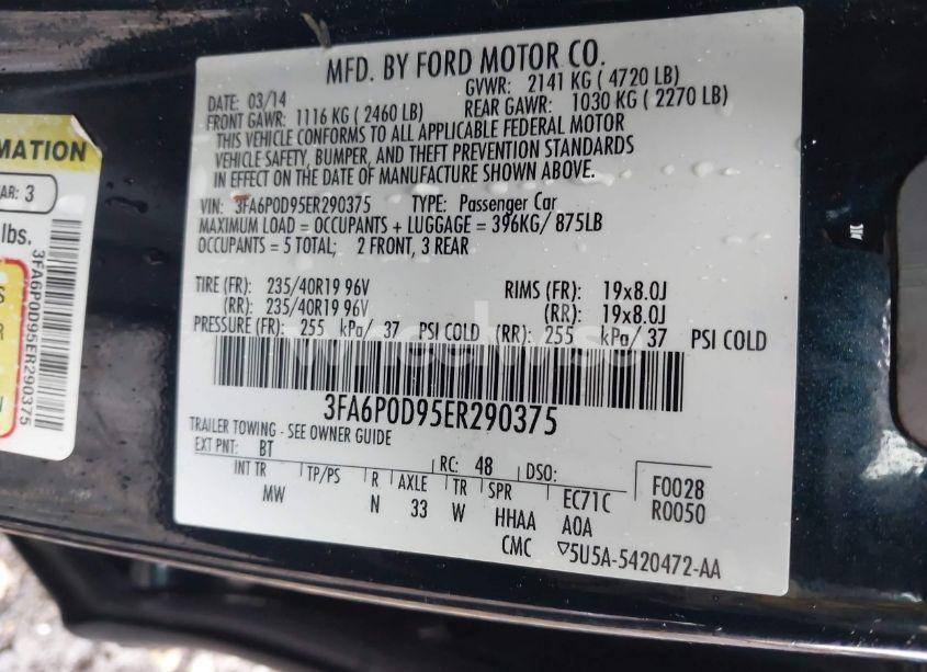Photo 9 of 2014 Ford Fusion TITANIUM (VIN 3FA6P0D95ER290375)