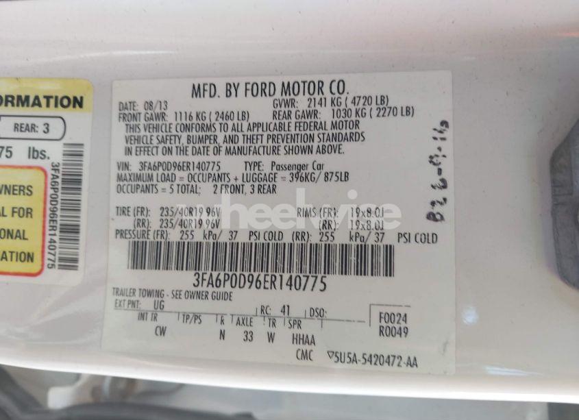 Photo 9 of 2014 Ford Fusion TITANIUM (VIN 3FA6P0D96ER140775)