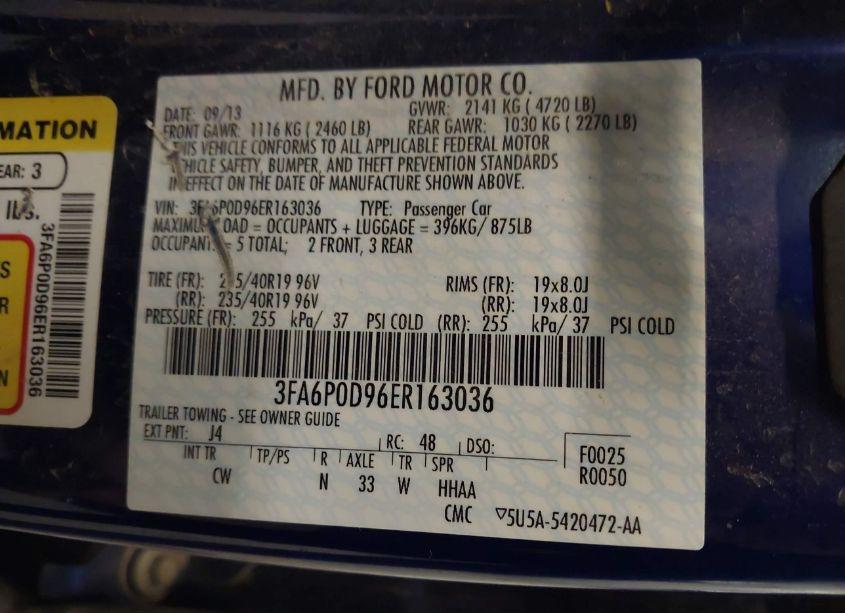 Photo 9 of 2014 Ford Fusion TITANIUM (VIN 3FA6P0D96ER163036)