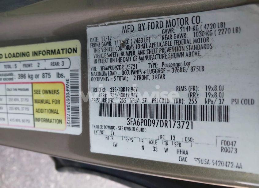 Photo 9 of 2013 Ford Fusion TITANIUM (VIN 3FA6P0D97DR173721)