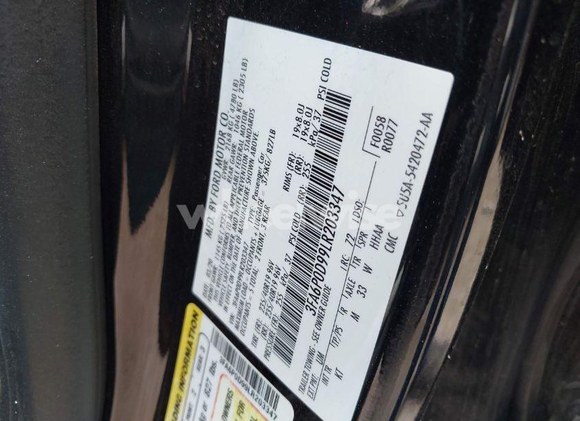 Photo 9 of 2020 Ford Fusion TITANIUM (VIN 3FA6P0D99LR203347)