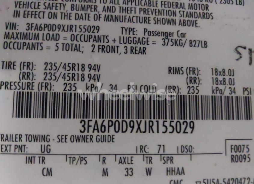 Photo 9 of 2018 Ford Fusion TITANIUM (VIN 3FA6P0D9XJR155029)