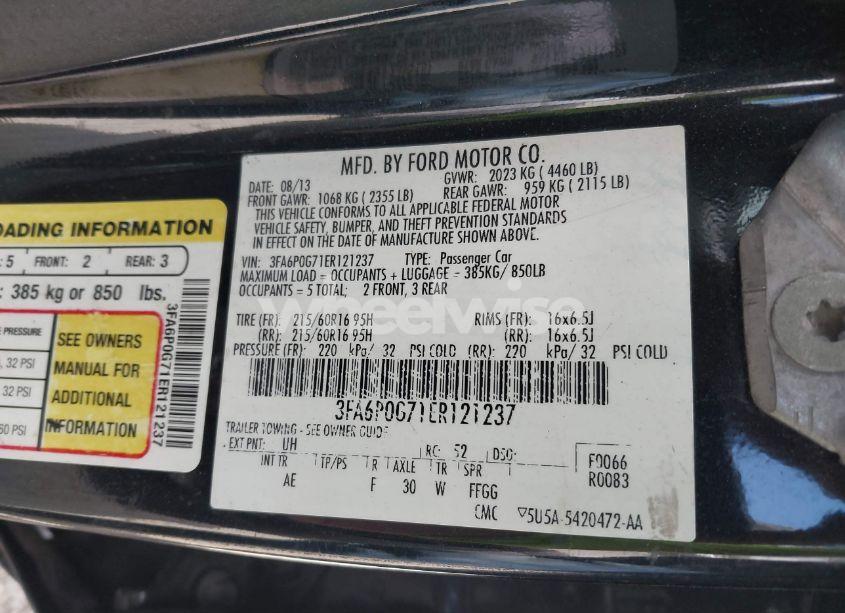 Photo 9 of 2014 Ford Fusion S (VIN 3FA6P0G71ER121237)