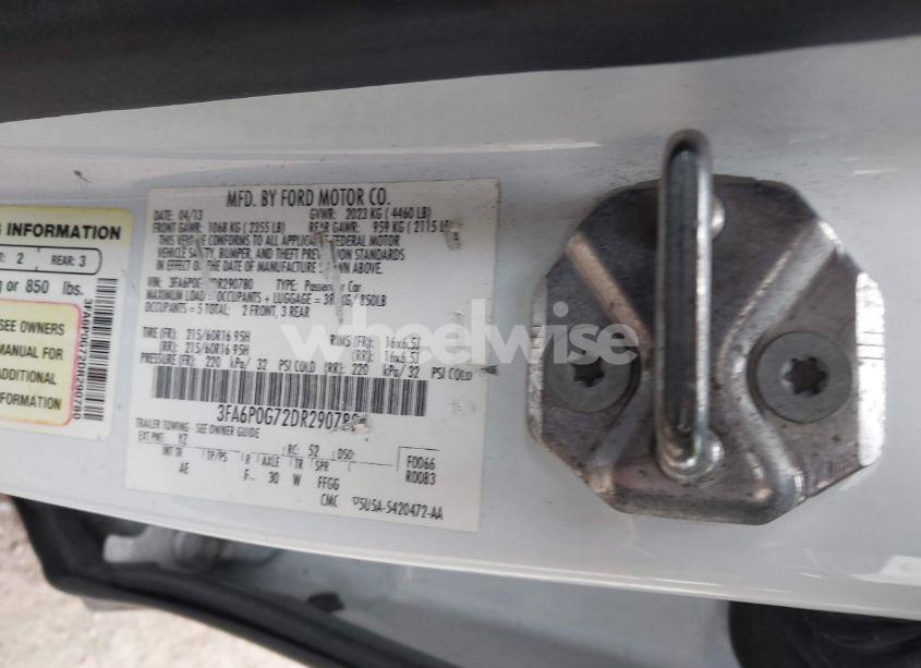 Photo 9 of 2013 Ford Fusion S (VIN 3FA6P0G72DR290780)