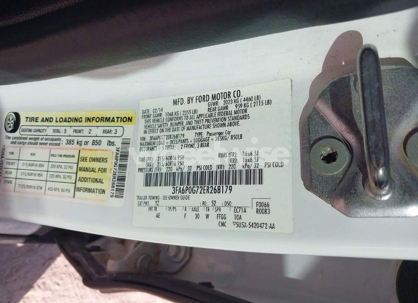 Photo 9 of 2014 Ford Fusion S (VIN 3FA6P0G72ER268179)