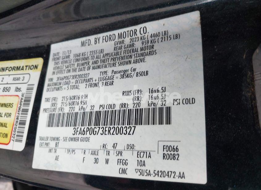 Photo 9 of 2014 Ford Fusion S (VIN 3FA6P0G73ER200327)