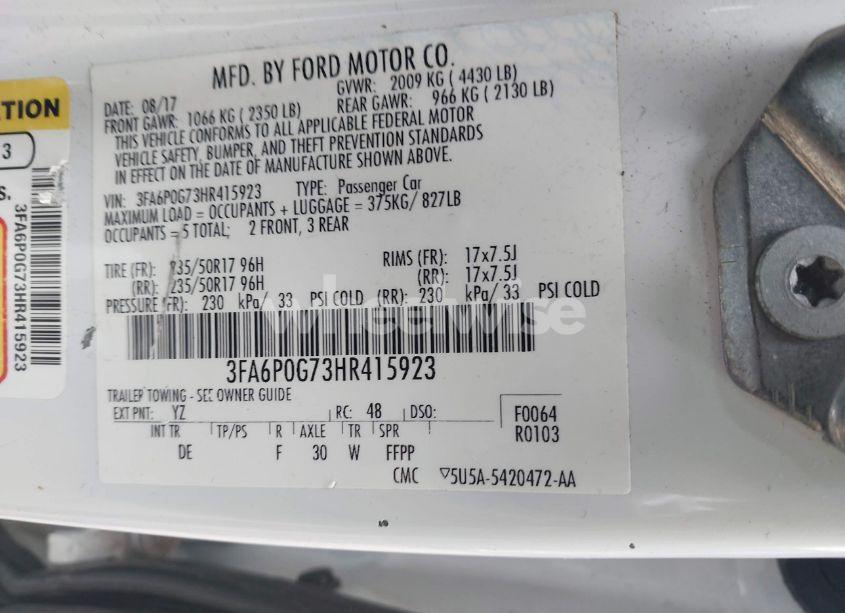 Photo 9 of 2017 Ford Fusion S (VIN 3FA6P0G73HR415923)