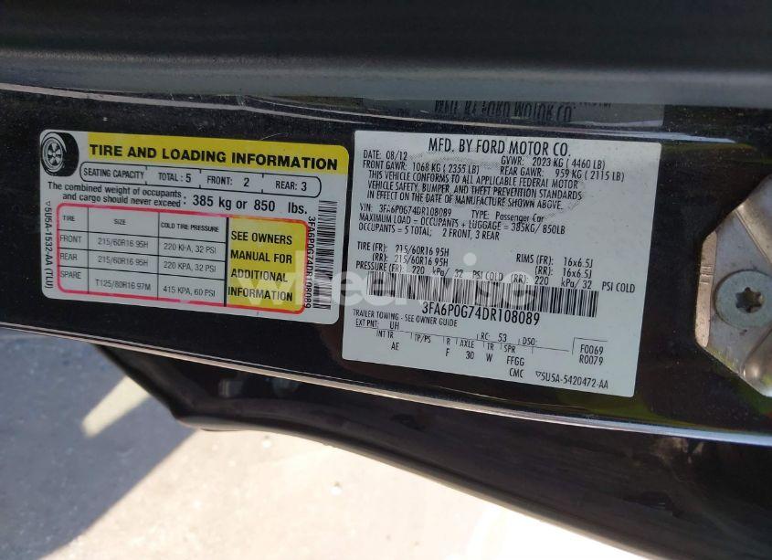 Photo 9 of 2013 Ford Fusion S (VIN 3FA6P0G74DR108089)