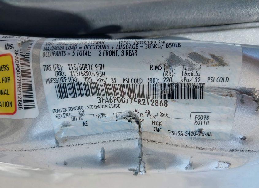 Photo 9 of 2015 Ford Fusion S (VIN 3FA6P0G77FR212868)