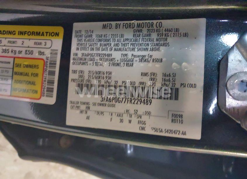 Photo 9 of 2015 Ford Fusion S (VIN 3FA6P0G77FR229489)