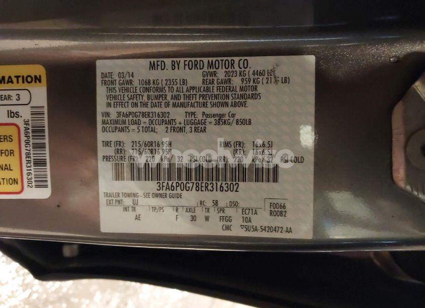 Photo 9 of 2014 Ford Fusion S (VIN 3FA6P0G78ER316302)