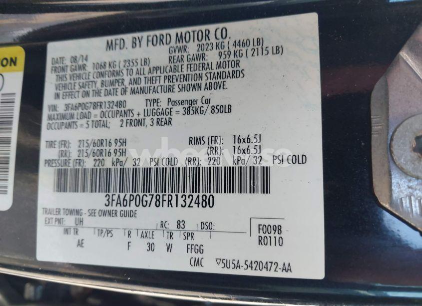 Photo 9 of 2015 Ford Fusion S (VIN 3FA6P0G78FR132480)