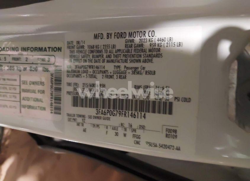 Photo 9 of 2015 Ford Fusion S (VIN 3FA6P0G79FR146114)