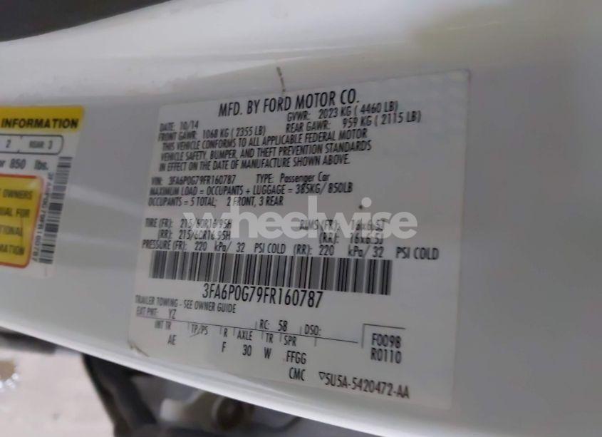 Photo 9 of 2015 Ford Fusion S (VIN 3FA6P0G79FR160787)