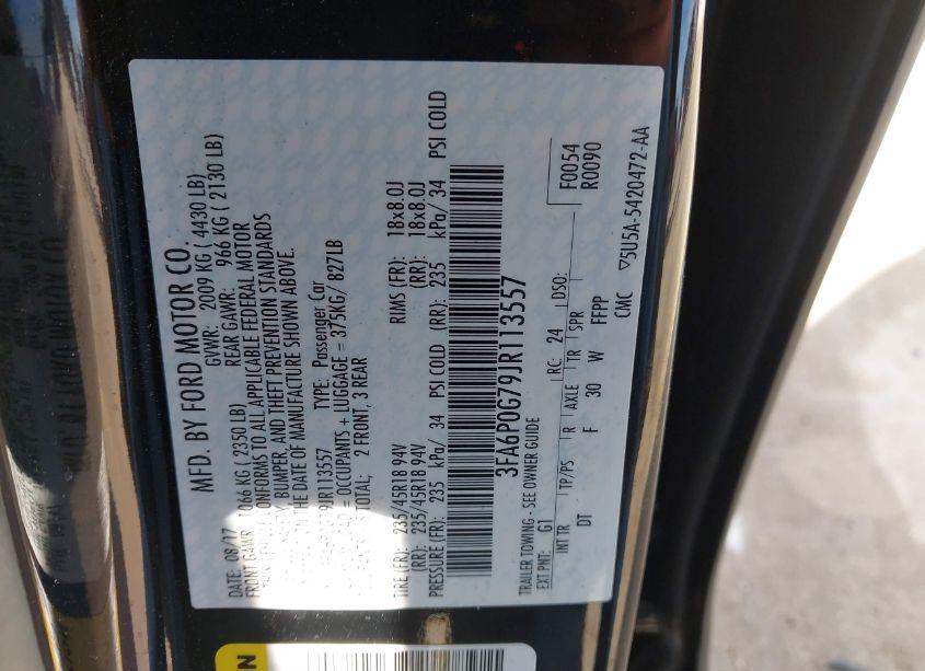 Photo 9 of 2018 Ford Fusion S (VIN 3FA6P0G79JR113557)