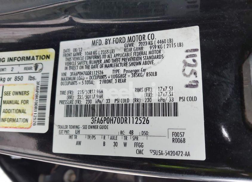 Photo 9 of 2013 Ford Fusion SE (VIN 3FA6P0H70DR112526)