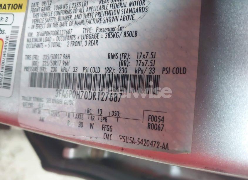 Photo 9 of 2013 Ford Fusion SE (VIN 3FA6P0H70DR127687)