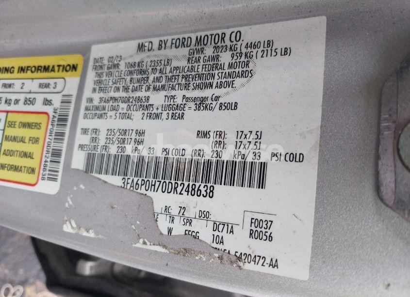 Photo 9 of 2013 Ford Fusion SE (VIN 3FA6P0H70DR248638)