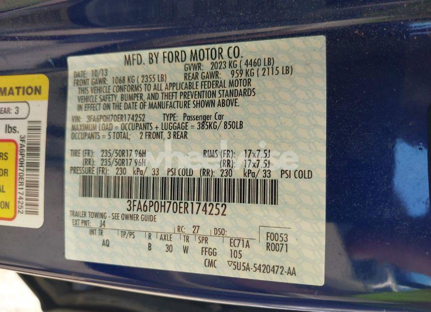 Photo 9 of 2014 Ford Fusion SE (VIN 3FA6P0H70ER174252)